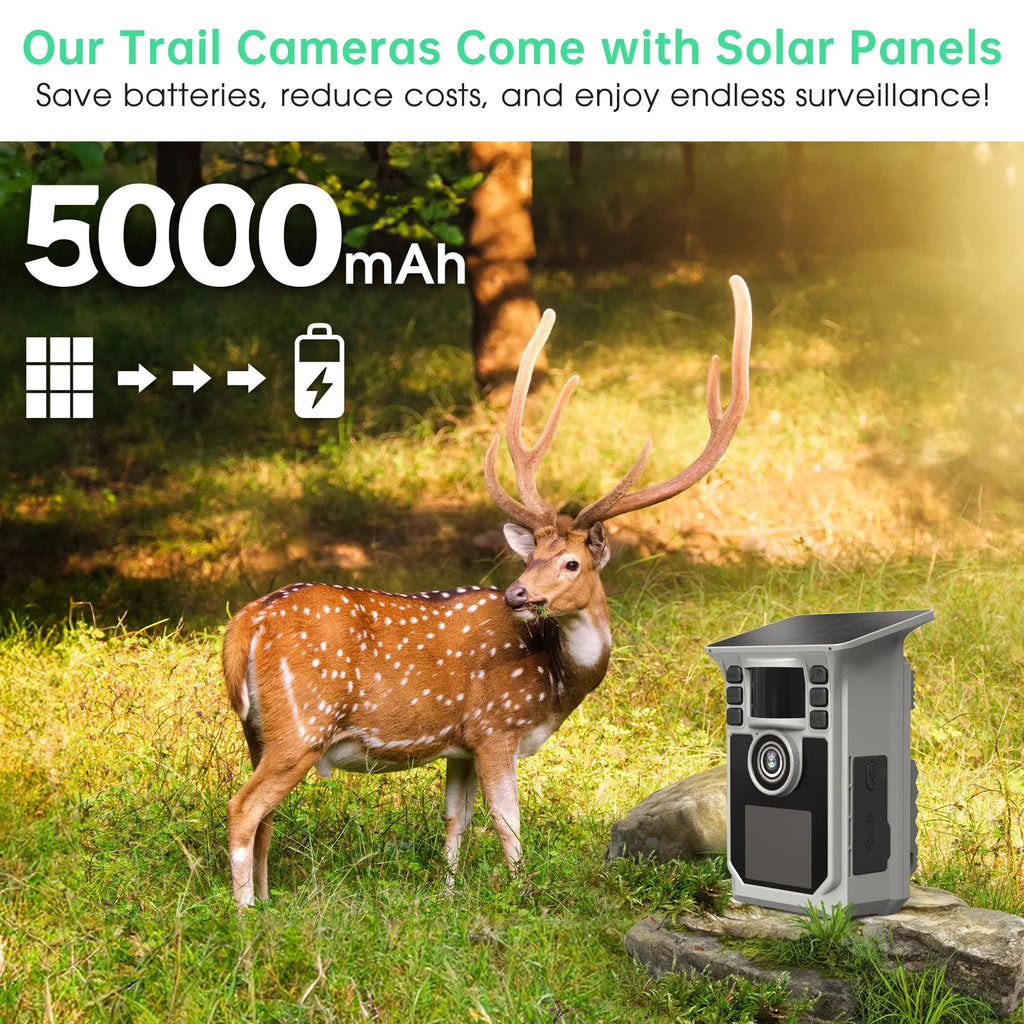 4K Solar Trail Camera, 48MP WiFi Trail Camera with Night Vision