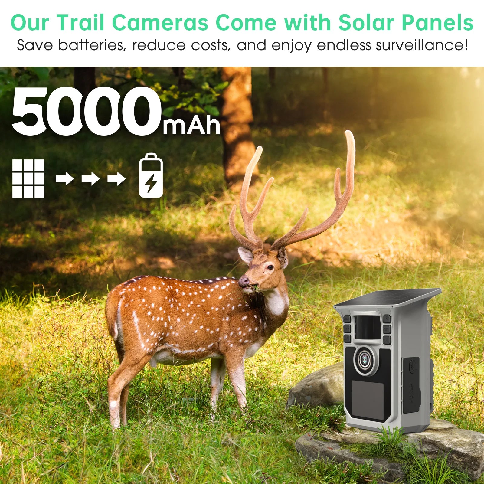 4K Solar Trail Camera, 48MP WiFi Trail Camera with Night Vision