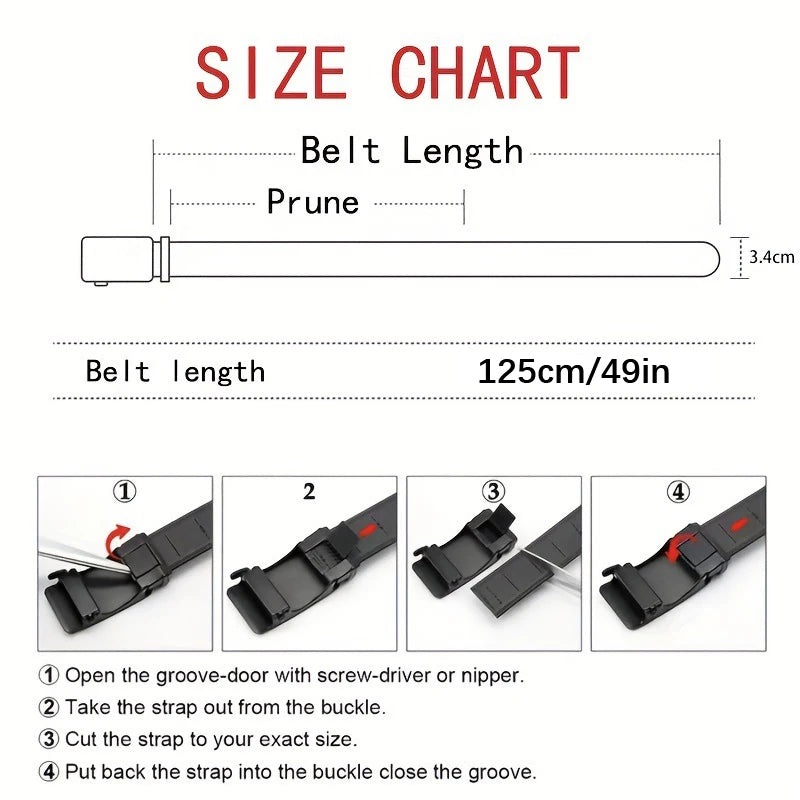 Men's Belt With Automatic Metal Buckle ,