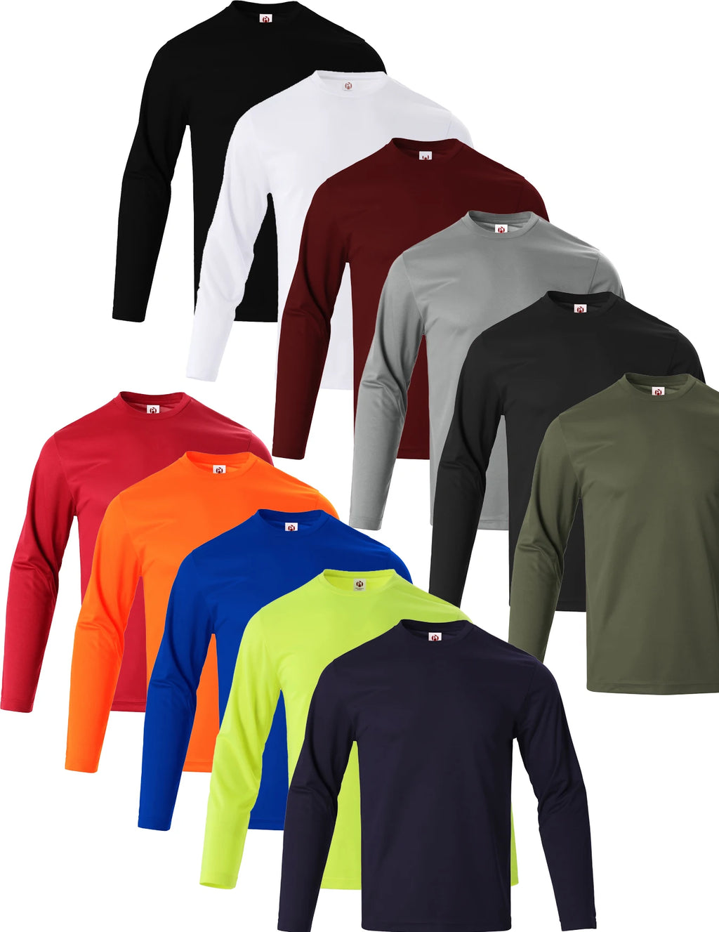 6-piece men's quick drying long sleeved T-shirt moisture wicking casual and breathable
