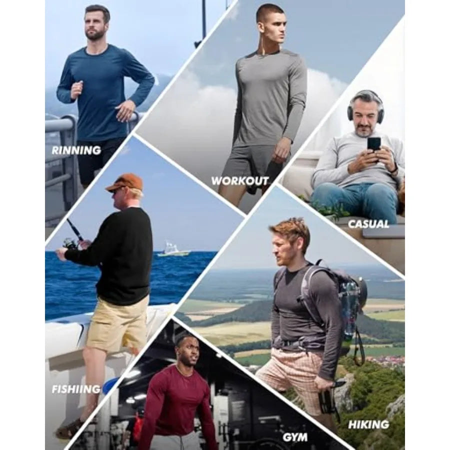 7 Pack Long Sleeve Shirts for Men - Quick Dry Moisture Wicking