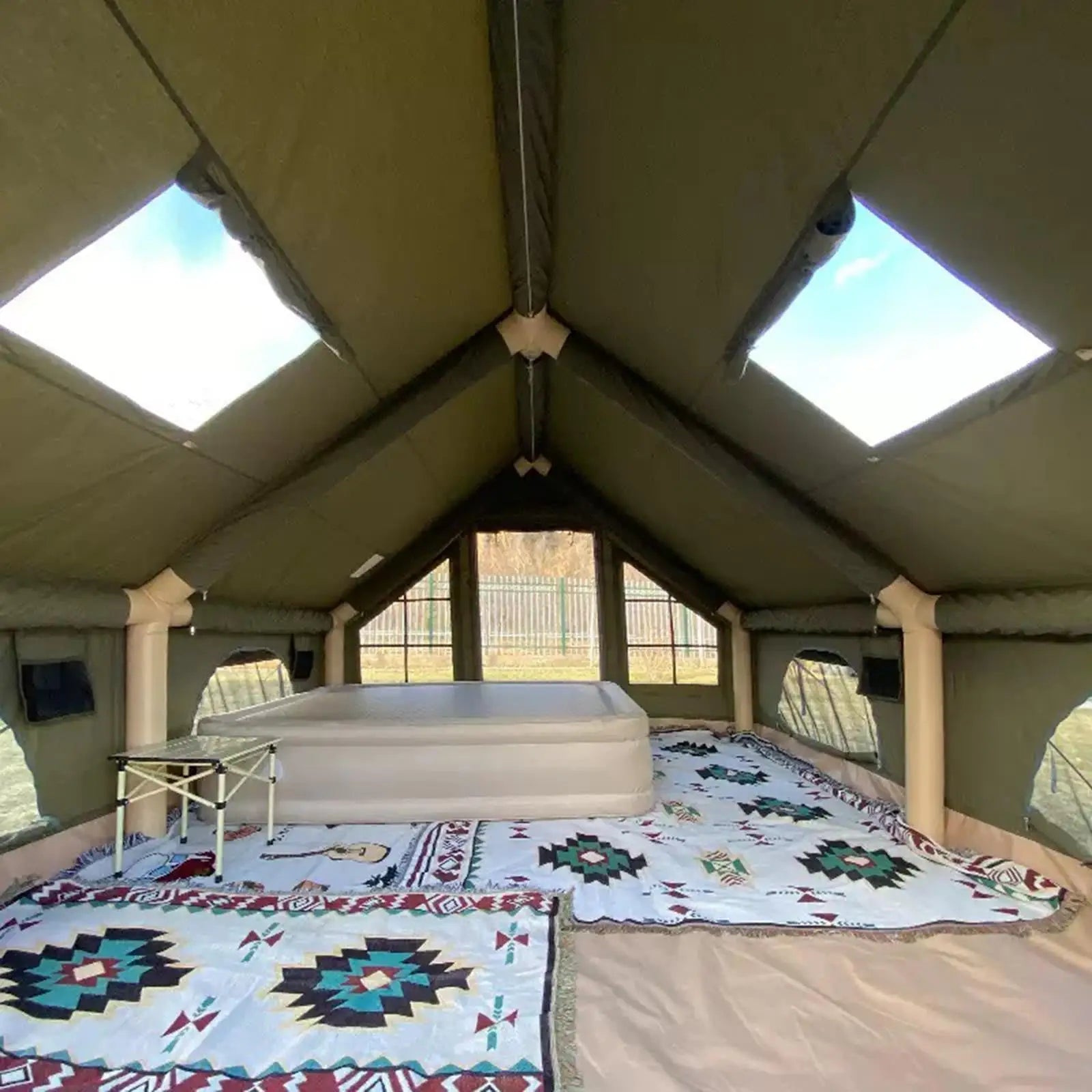 Inflatable Tent, Hunting Visualization Tent, No Assembly, With Air Pump, Tear-proof Zipper, 5-8 Person All Season Outdoor Camping Shelter