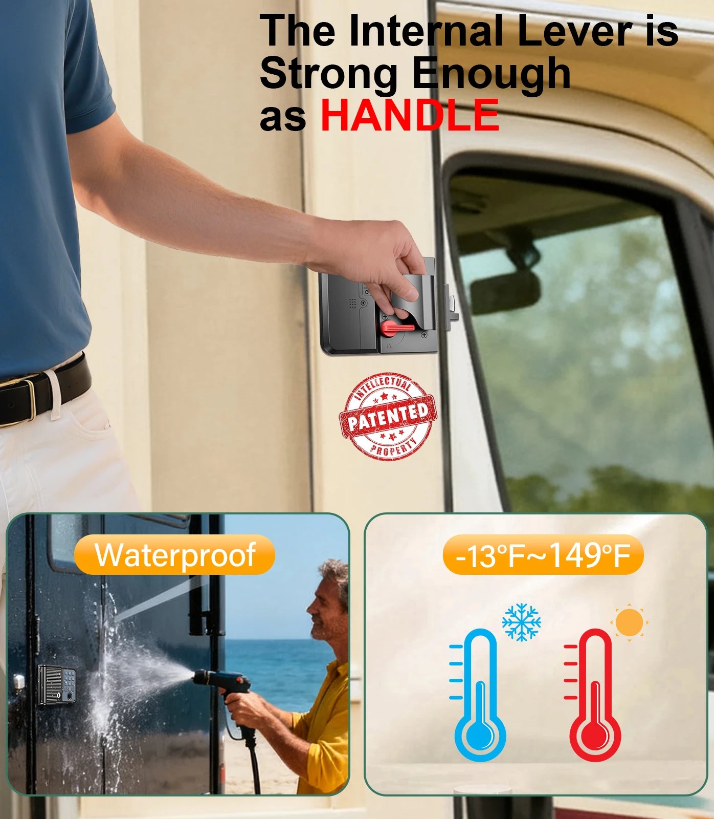 Smart RV Door Locks Keyless Entry  Fingerprint Remote Keypad