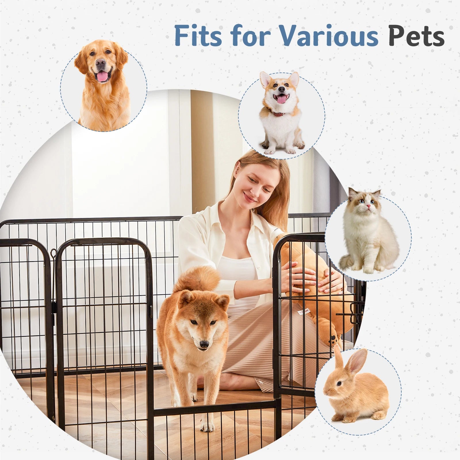 16 Panels Dog Fence Metal 24 Inch to 32 Inch Foldable for Large Dogs