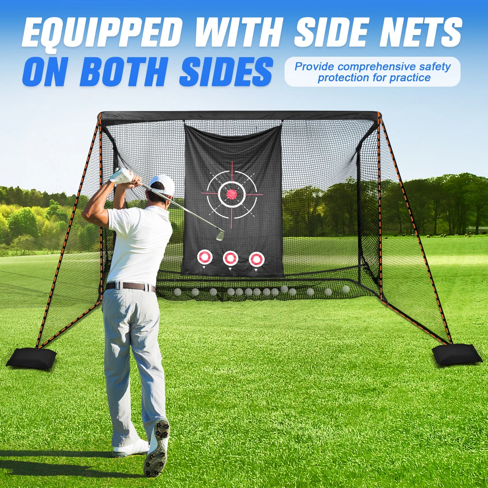 Golf Practice Net 10x7FT Heavy-Duty for Outdoor Indoor Backyard Driving Chipping