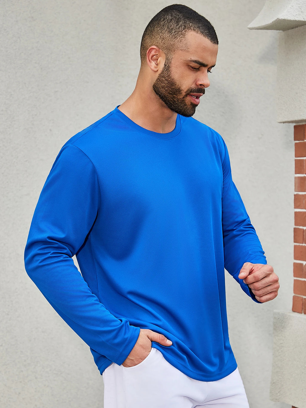6-piece men's quick drying long sleeved T-shirt moisture wicking casual and breathable