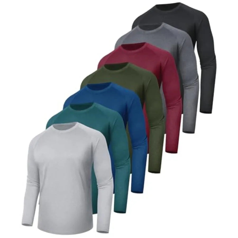 7 Pack Long Sleeve Shirts for Men - Quick Dry Moisture Wicking