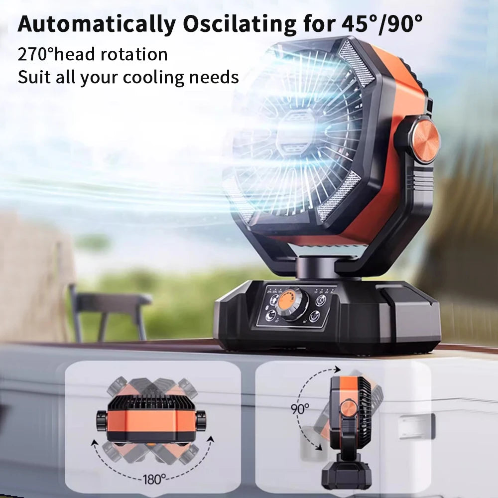 20000mAh Battery Camping Fan with 4 LED Lantern 8 Speeds