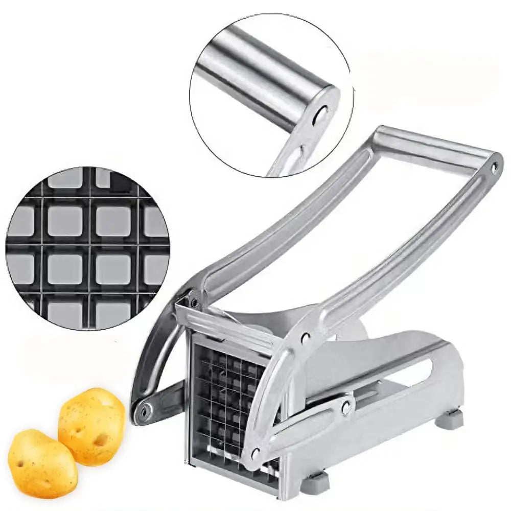 Stainless Steel  French Fry Cutter - 2 Blades (1/2" & 1/3") for Homemade Fries