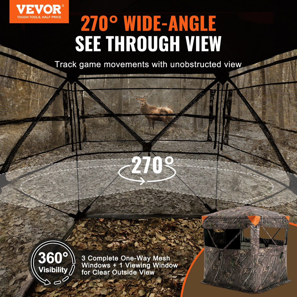 Hunting Blind  270° See Through Ground Blind 1-2 Person for  Turkey and Deer Hunting