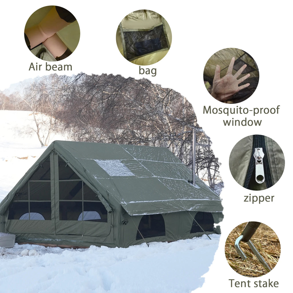 Inflatable Tent, Hunting Visualization Tent, No Assembly, With Air Pump, Tear-proof Zipper, 5-8 Person All Season Outdoor Camping Shelter