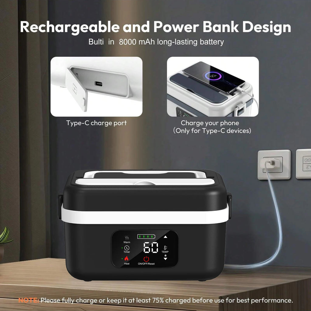Wireless Electric Insulated Lunch Box, Stainless Steel Lunch  Food Warmer