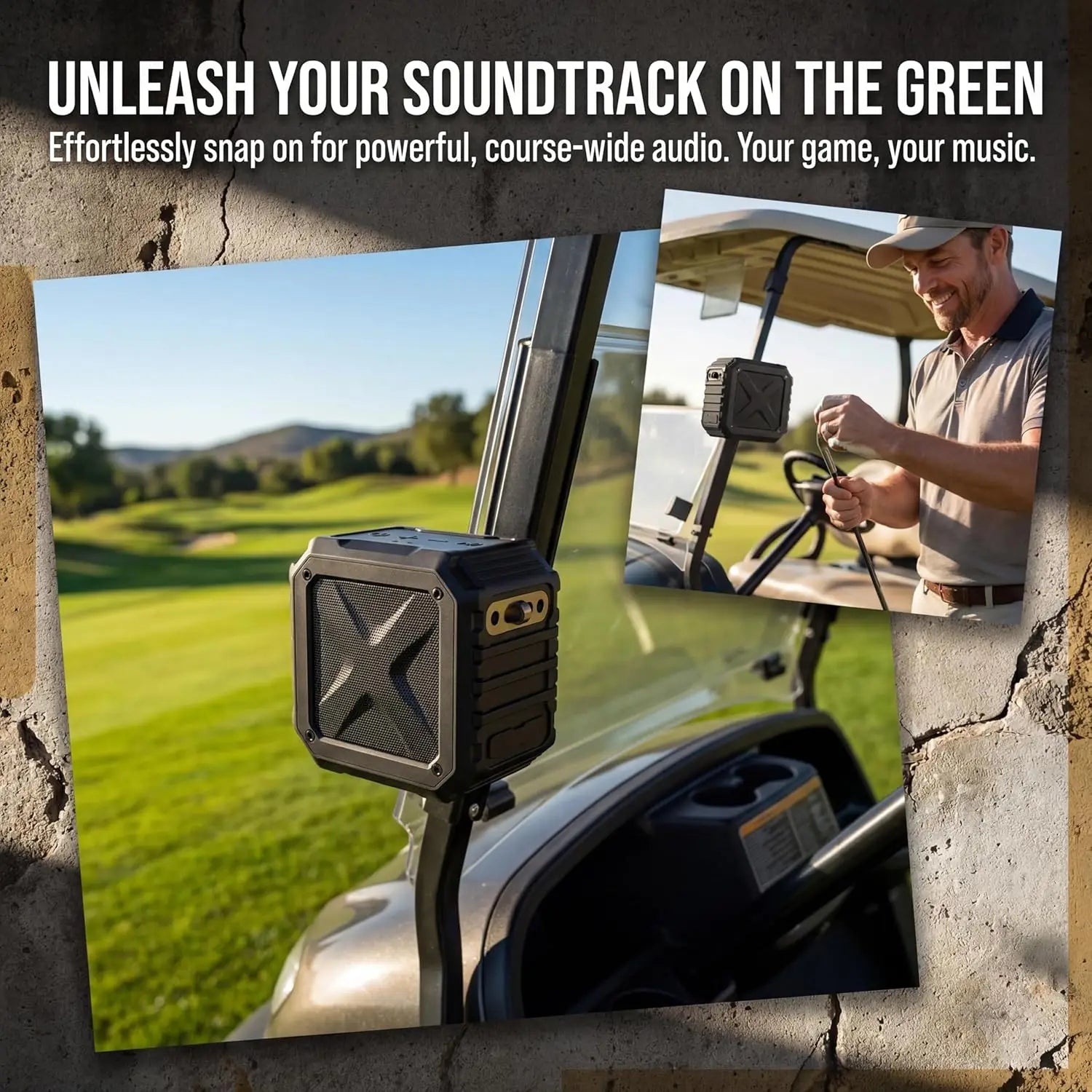 Golf Cart Speaker 2-Pack, 15W Magnetic Bluetooth Speaker with Deep Bass, IPX7, 24H Playtime, Carrying Case