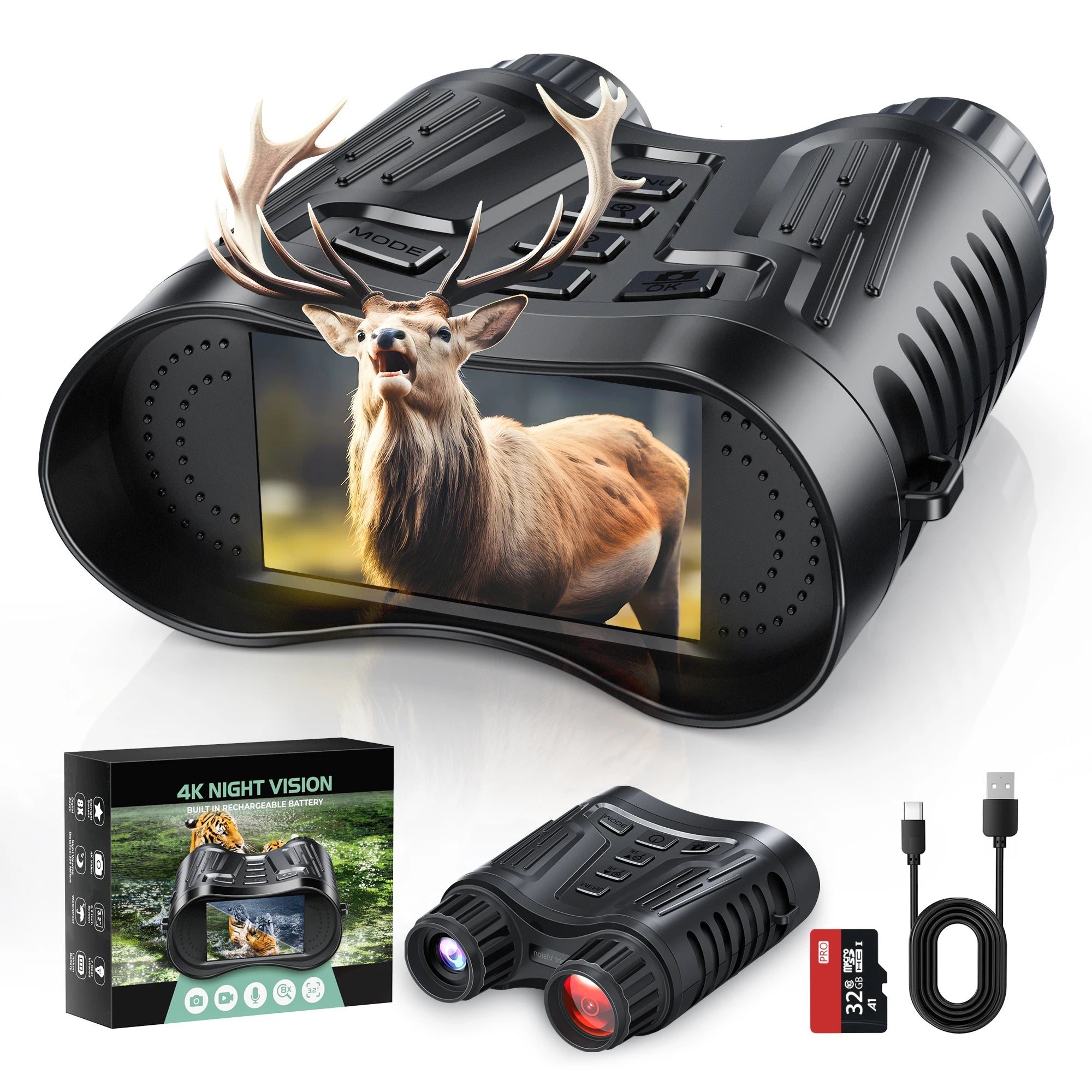 Night Vision Binoculars  8X Digital Zoom  Video Recording  for Hunting/Camping