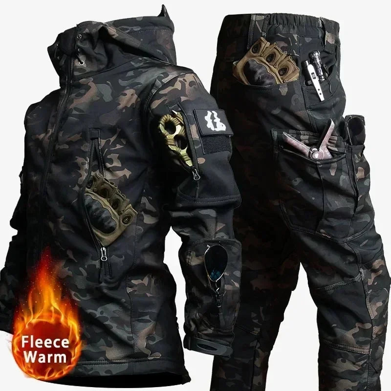 Waterproof  Camo Set Soft Shell Fleece Winter  Suit