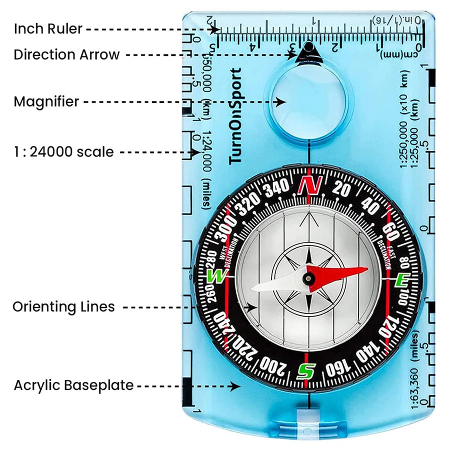 Professional Waterproof Camping Compass -for Outdoor Navigation & Map Reading