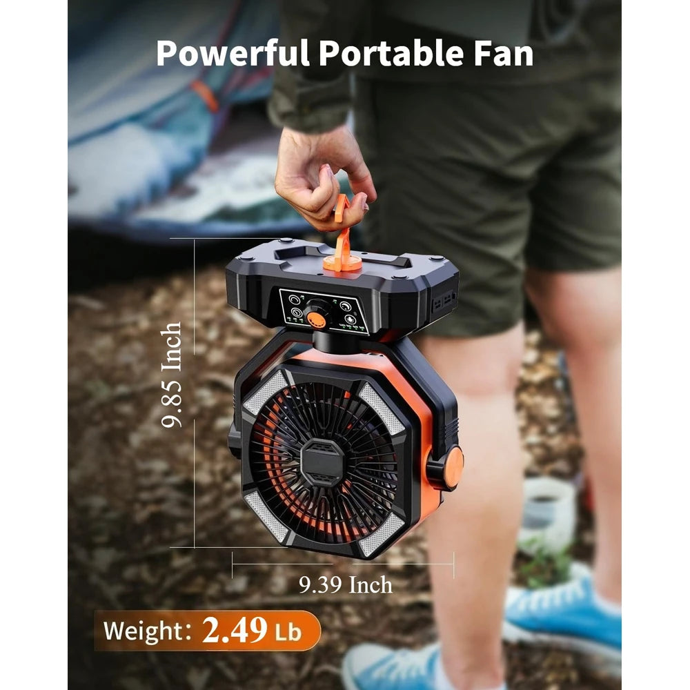 20000mAh Battery Camping Fan with 4 LED Lantern 8 Speeds