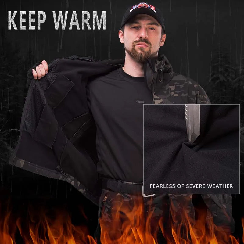Waterproof  Camo Set Soft Shell Fleece Winter  Suit