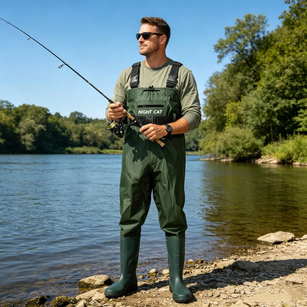 Fishing Wader, Waterproof Hunting, fishing Chest Wader with Boots Belt, Lightweight