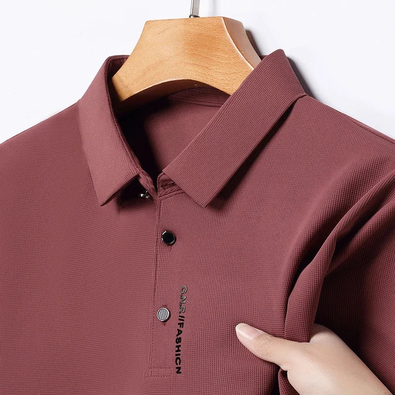 Men's Solid Color Golf Short Sleeve Polo Shirt Elastic Comfort