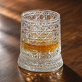 Rotating Whiskey Glass with LED Light Up Coaster,9 oz,Clear Glass