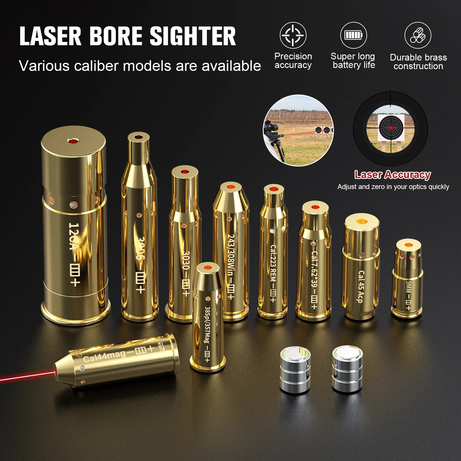 38Spl/357Mag Red Laser Calibration Tool - Hunting Accessories Training Shooting Calibrator.