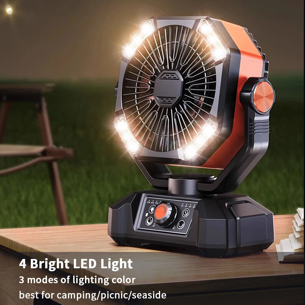 20000mAh Battery Camping Fan with 4 LED Lantern 8 Speeds
