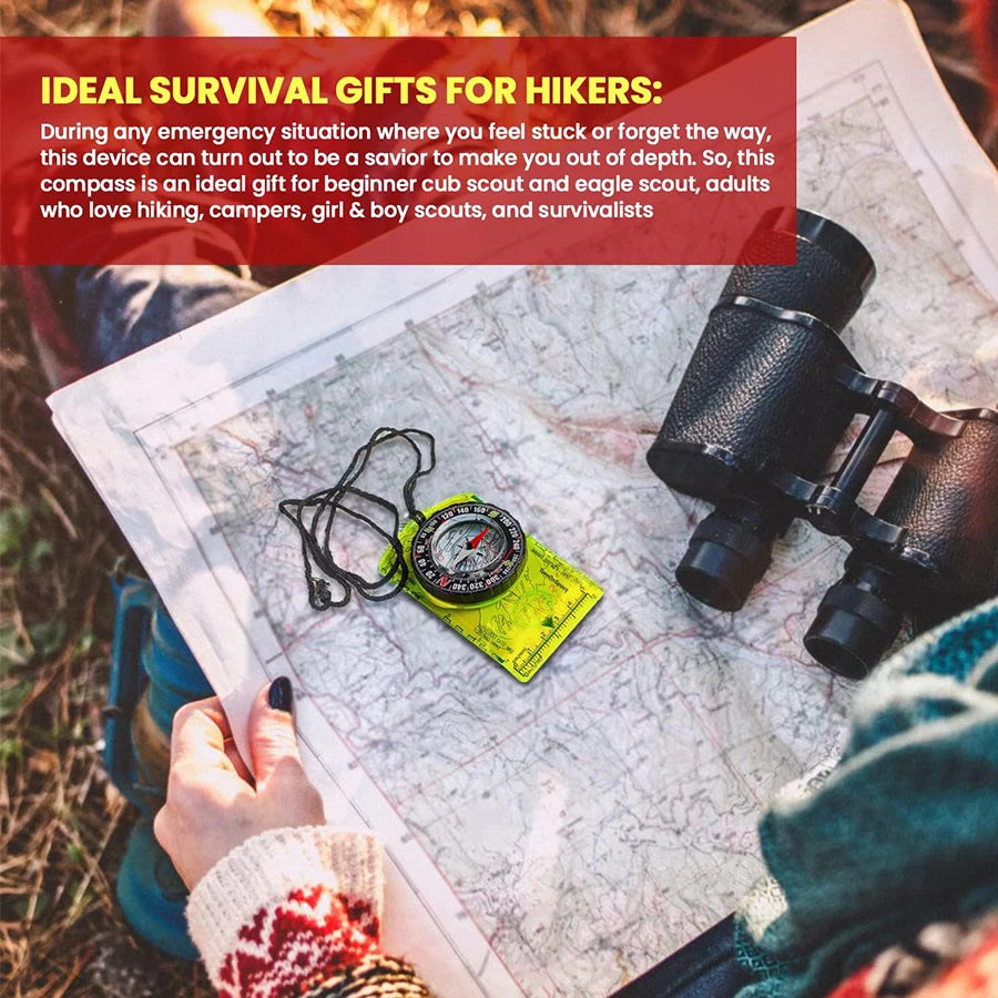 Professional Waterproof Camping Compass -for Outdoor Navigation & Map Reading
