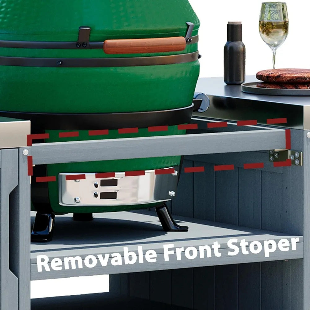 Outdoor Kitchen Island for Big Green Egg Grills, 66.5"  with Stainless Steel Top,