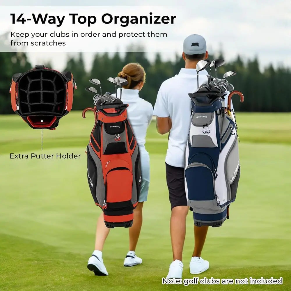 Lightweight 14-Way Golf Bag with 7 Zippered Pockets, Waterproof and Portable for Men & Women
