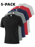 5 Pack Men's  Quick-drying  Short-sleeved Loose and Comfortable
