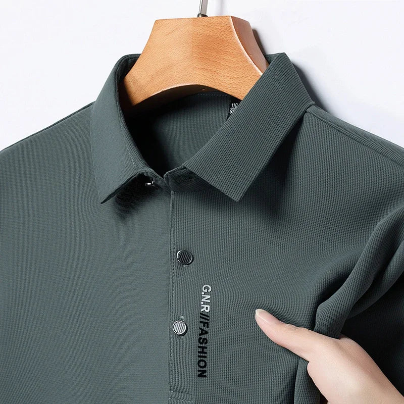 Men's Solid Color Golf Short Sleeve Polo Shirt Elastic Comfort