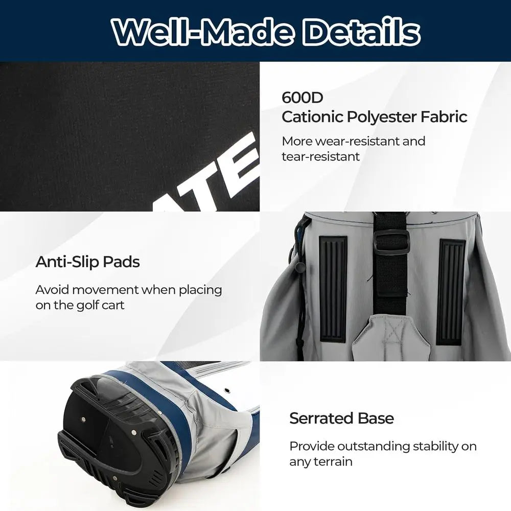 Lightweight 14-Way Golf Bag with 7 Zippered Pockets, Waterproof and Portable for Men & Women