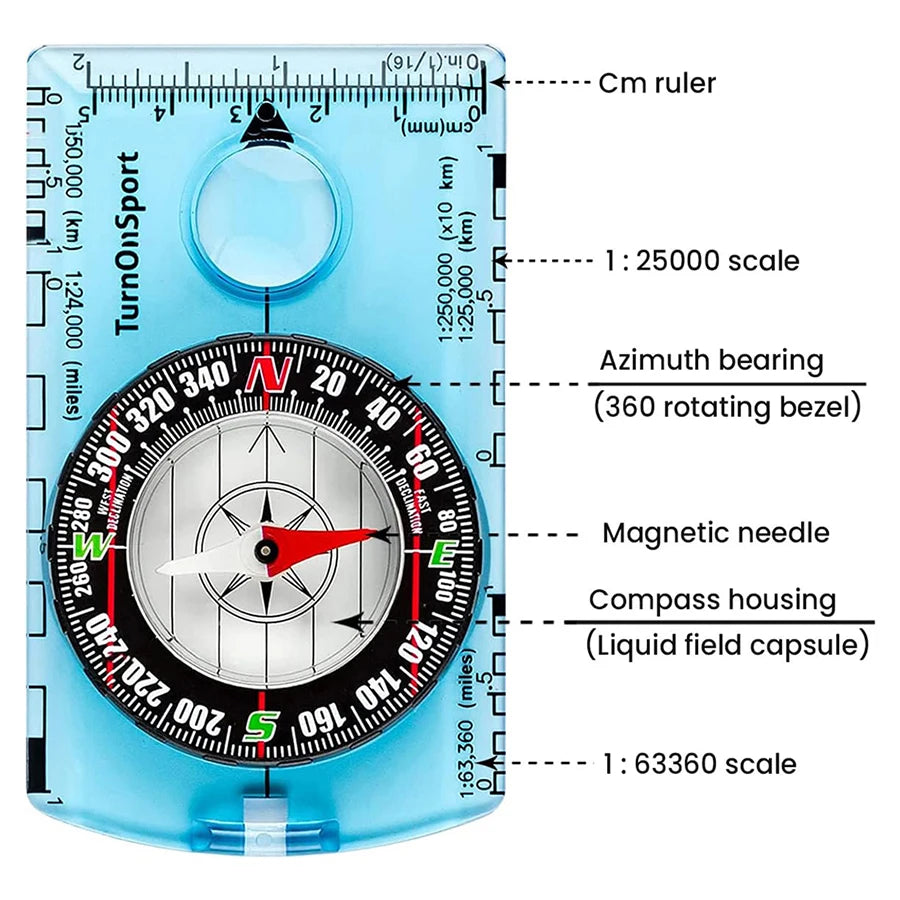 Professional Waterproof Camping Compass -for Outdoor Navigation & Map Reading