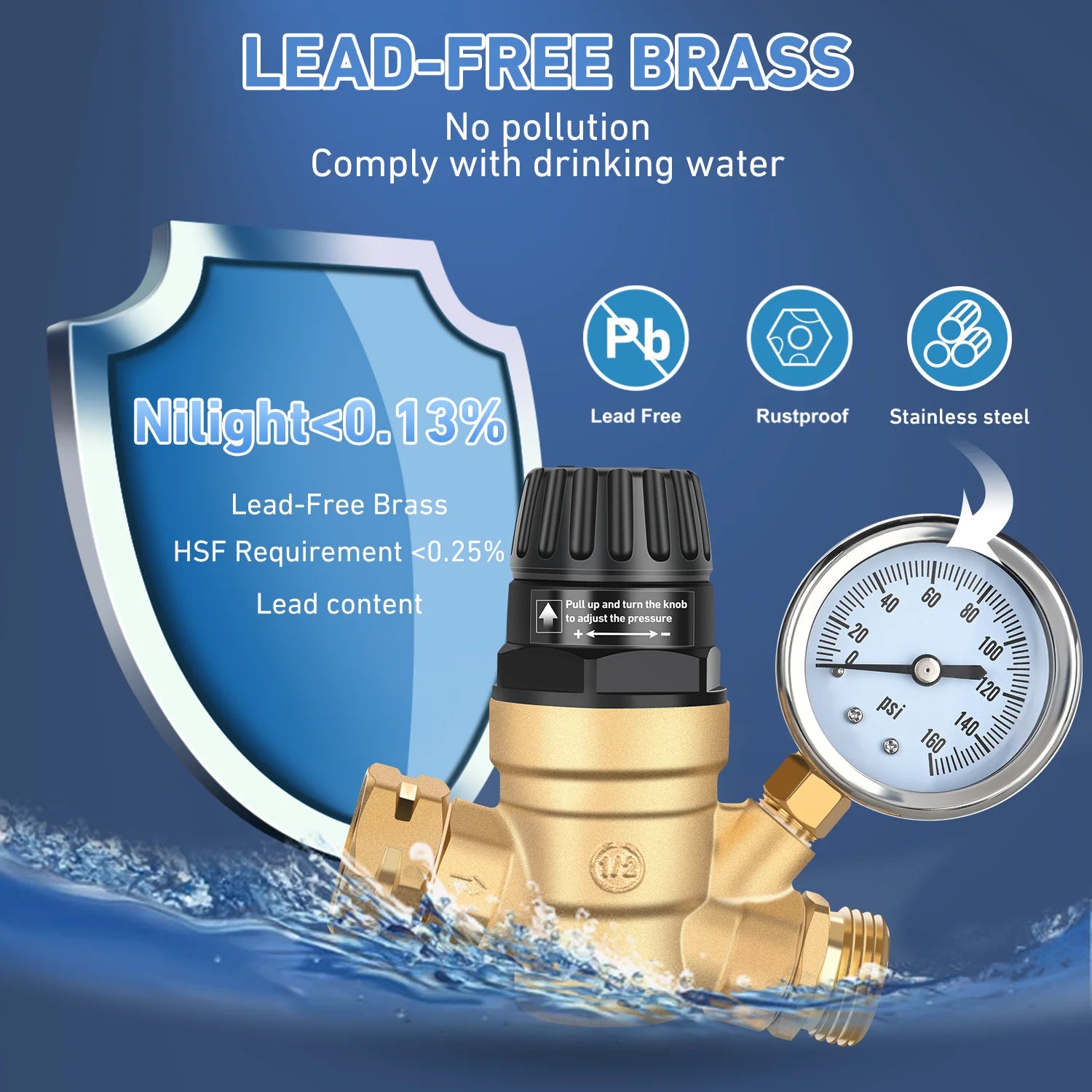 RV adjustable Water Pressure Regulator for RV Camper