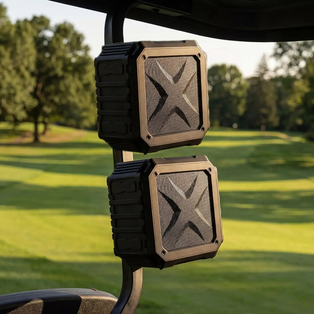 Golf Cart Speaker 2-Pack, 15W Magnetic Bluetooth Speaker with Deep Bass, IPX7, 24H Playtime, Carrying Case
