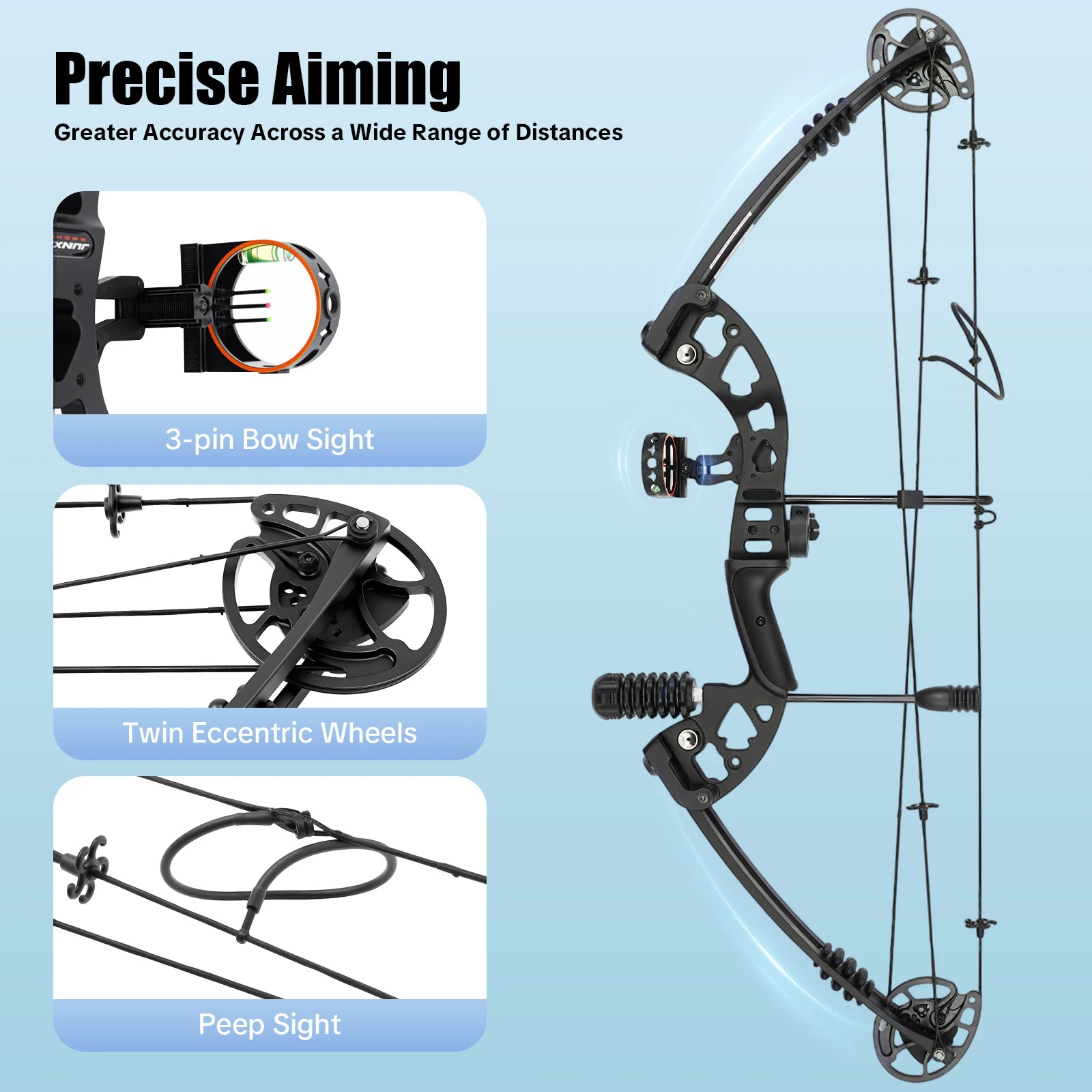 Compound Bow  Right Hand,  3 Pin Lighted Sight  ,