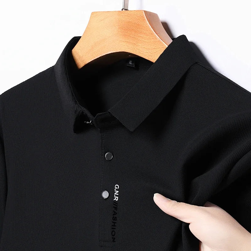 Men's Solid Color Golf Short Sleeve Polo Shirt Elastic Comfort