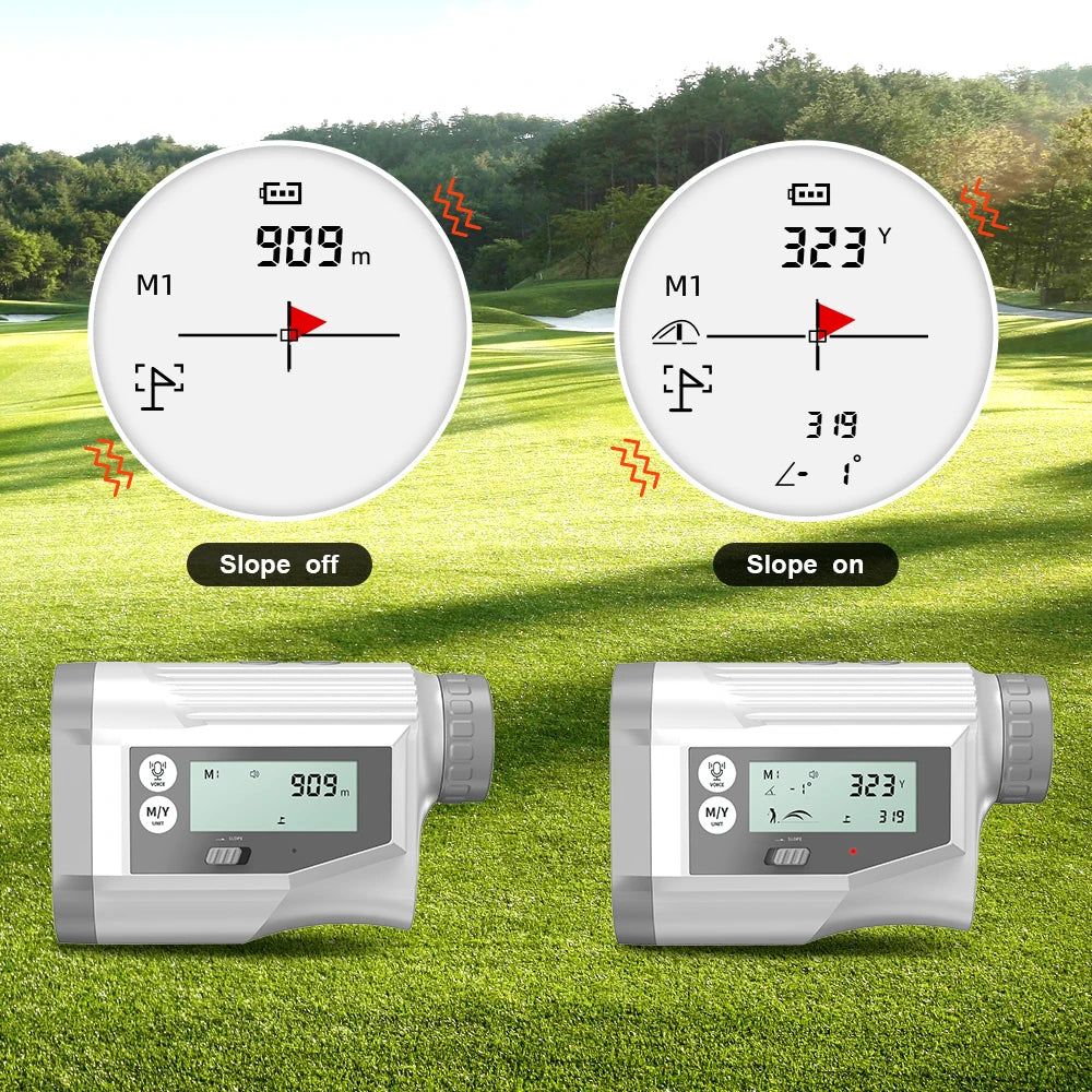 1090 Yards Golf Rangefinder with Angle Switch, Voice Prompts and Side Display