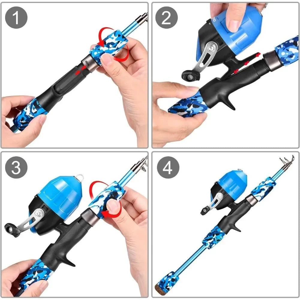 Portable  Kids Rod, Reel & Tackle Box for  Youth