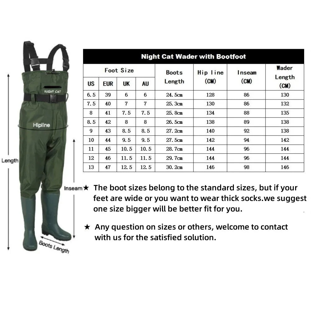 Fishing Wader, Waterproof Hunting, fishing Chest Wader with Boots Belt, Lightweight