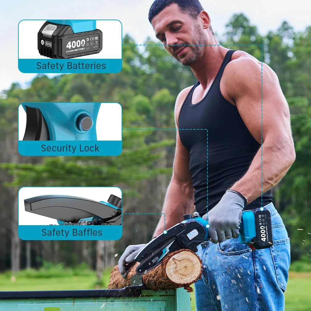 6''Cordless Mini Chainsaw 15.2cm  Makita 18V Battery pin