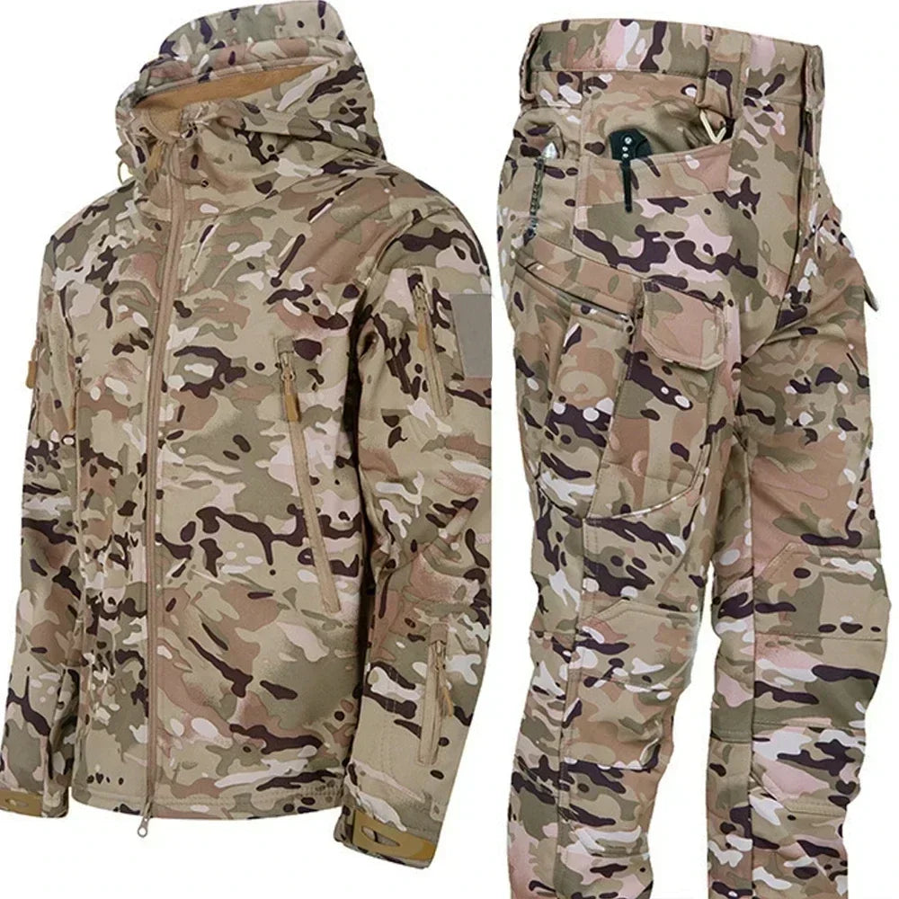 Waterproof  Camo Set Soft Shell Fleece Winter  Suit
