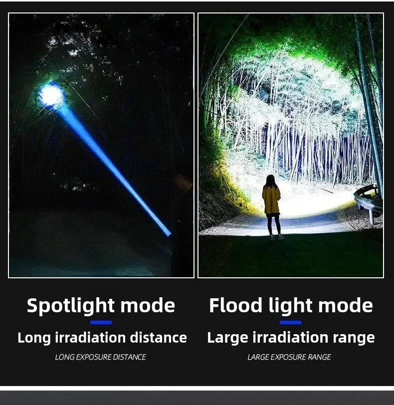 10000W Built-in Battery Flash Light. Most Powerful Led Flashlight