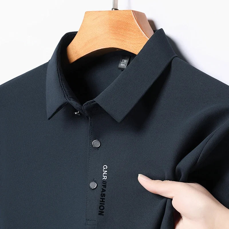 Men's Solid Color Golf Short Sleeve Polo Shirt Elastic Comfort