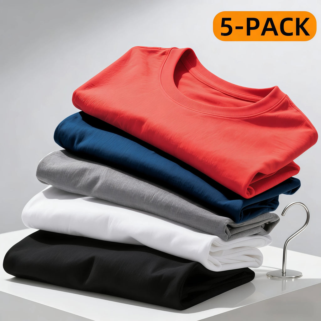 5 Pack Men's  Quick-drying  Short-sleeved Loose and Comfortable