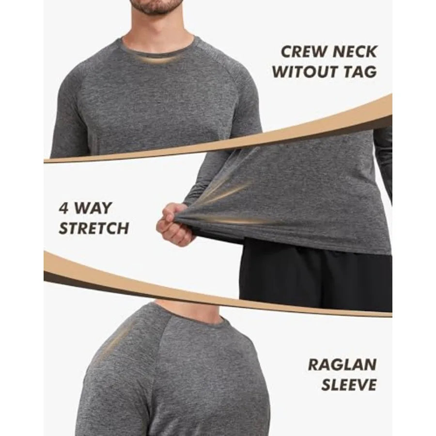 7 Pack Long Sleeve Shirts for Men - Quick Dry Moisture Wicking