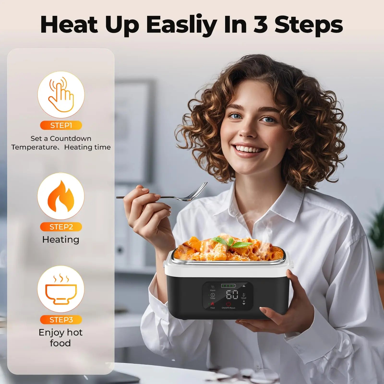 Wireless Electric Insulated Lunch Box, Stainless Steel Lunch  Food Warmer
