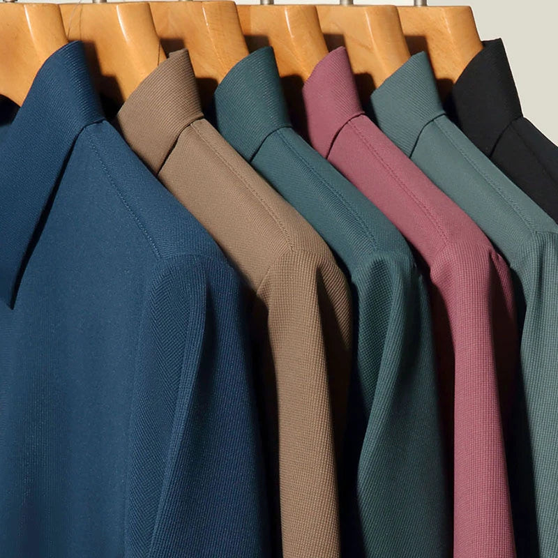 Men's Solid Color Golf Short Sleeve Polo Shirt Elastic Comfort