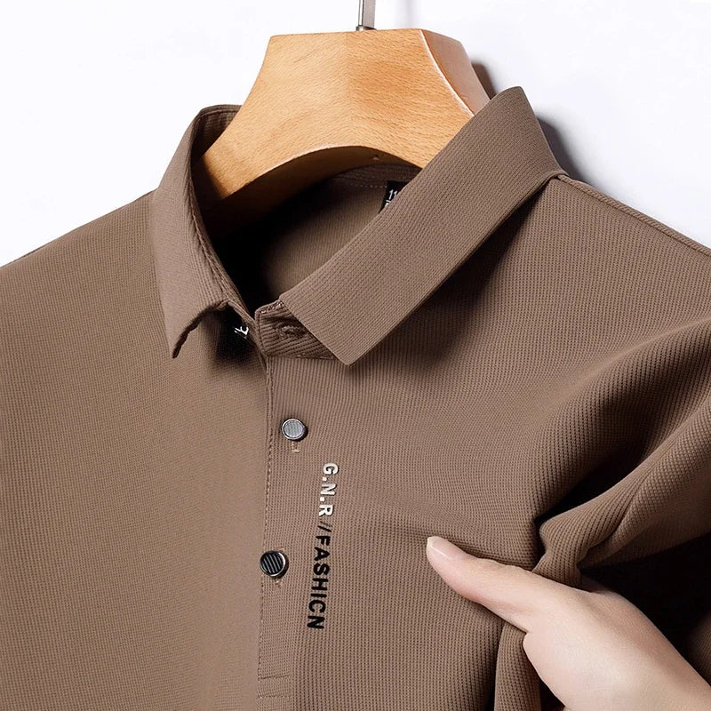 Men's Solid Color Golf Short Sleeve Polo Shirt Elastic Comfort